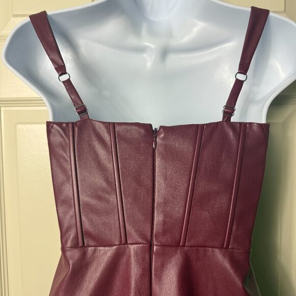 Guess Faux Leather Burgundy Midi Dress - NWT - Picture 4 of 12